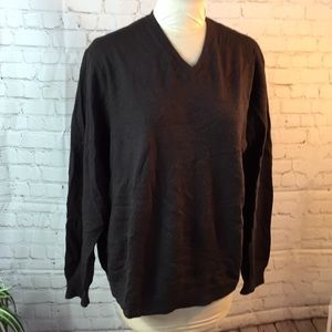Davis & Squire Brown Wool V-neck Sweater XXL